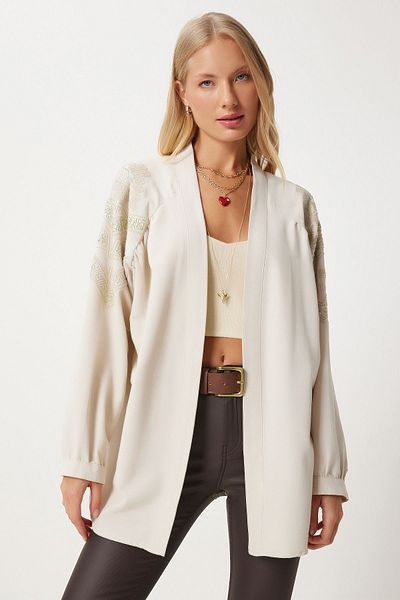 Happiness İstanbul Kimono Brodat Crem Bej - DE00035