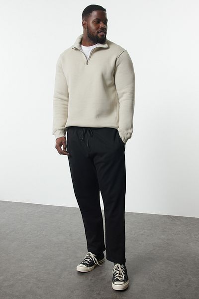 Trendyol Collection Черен спортен панталон плюс размер - стандартна кройка TMNAW25AJ00004