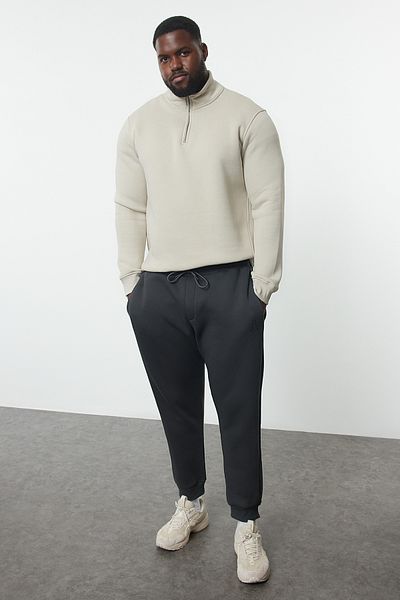 Trendyol Collection Anthracite κανονική/κανονική εφαρμογή Basic Plus μέγεθος Φούτερ TMNAW25AJ00000