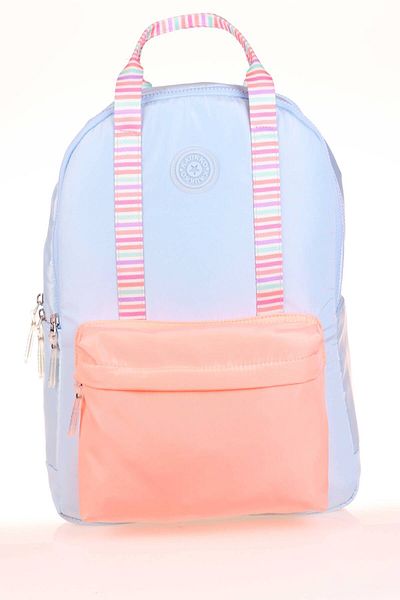 KAUKKO Rucsac albastru deschis cu dungi duble - K1765
