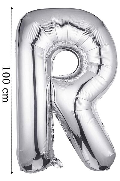 Happyland Foil Balloon Letter R Helium Balloon 100 Cm Silver Color