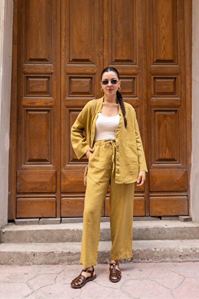 My Blog Egygombos khaki vászon nadrág - elasztikus derék