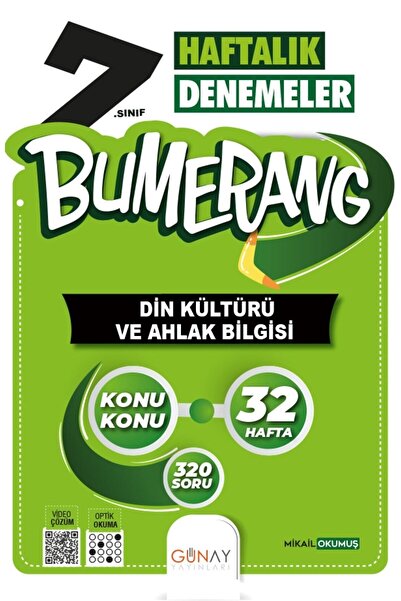 Günay Yayıncılık 7. Sınıf Din Kültürü Ve Ahlak Bilgisi Bumerang Haftalık Dene...