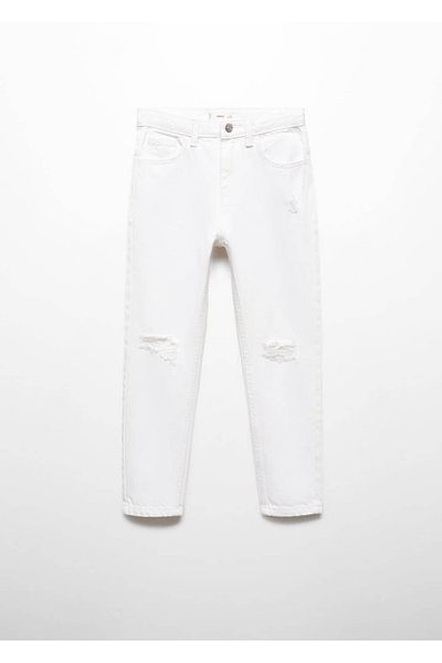 MANGO Kids Blugi Albi Pentru Copii
