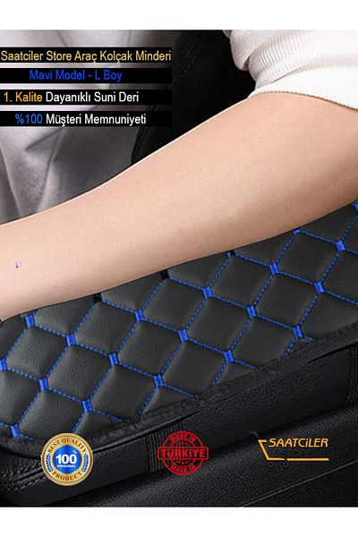 LEVAS Seat Ibiza - New Custom Leather, Capitone Sponge, Blue Embroidered Auto Armrest Cover