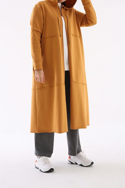 ALLDAY Βαμβακερή χτενισμένη ζακέτα Light Mustard Plus Size