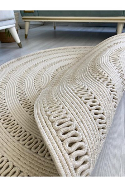 bestiva Mola Serisi jüt,Hasır görünümlü,Desenli Moderin El Örgüsü,Halı,Kilim krem rengi