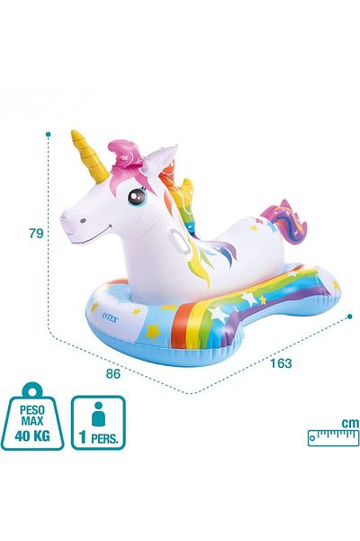 Intex Inflatable Riding Boat with Unicorn Grip - Child 163X86 cm Unicorn Rider