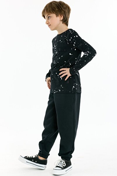 Kyron Μπλουζάκι για αγόρι 100% βαμβακερό εφέ ακουαρέλας - Μαύρο