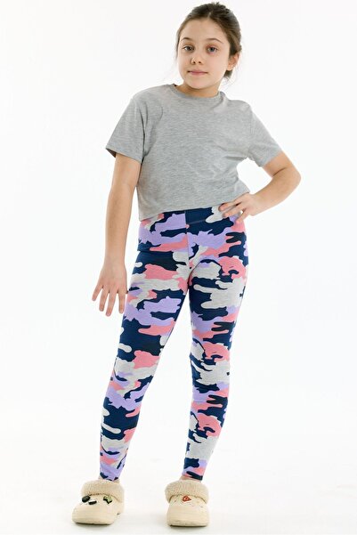 Kyron 100% Cotton Camouflage Pattern Girl's Leggings - Purple