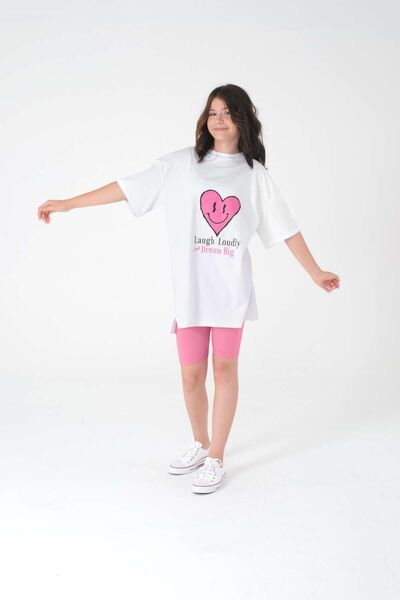 Kyron Σετ μπλουζάκι για κορίτσια Oversize και ροζ σορτς ποδηλάτου - Άνετο και...