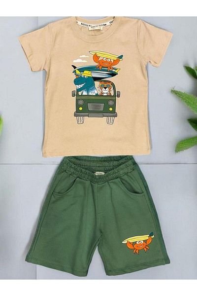 Zekids Set pantaloni scurți cu imprimeu animal pentru băiat