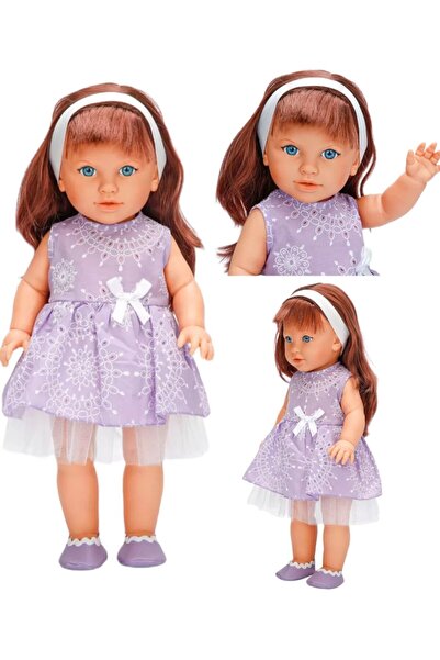 BYCEGU 45 Çm Uzunluğunda Şık Tasarımlı Mor Elbiseli Party Eğlence Oyuncak Bebek Seti