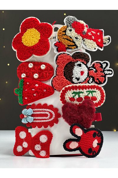 Chocuk Set of 10 Knitted Handcrafted Puch Embroidered Buckles