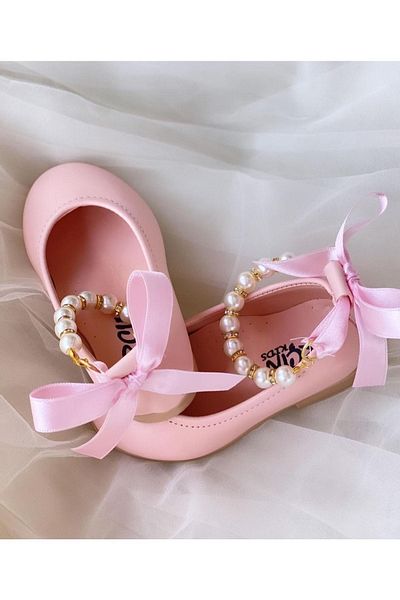 STELLA BUTİK Pantofi de balerina cu perle pentru fete