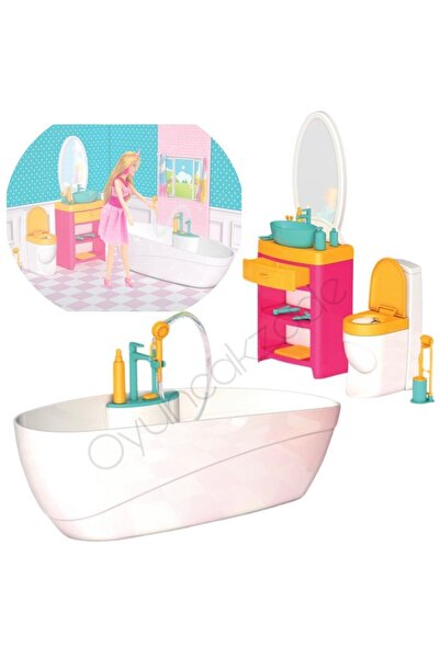 Depomiks Avm Oyuncak Aksesuarlı Küvetli Banyo Kız Oyuncakları Banyo Seti
