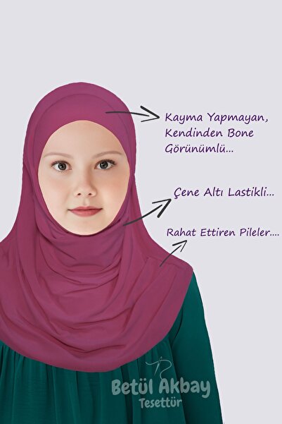 Betül Akbay Κοριτσίστικο Πρακτικό Μαντίλι Μαρίας Βαμβακερό Μοντέλο Σκούρο Φούξια