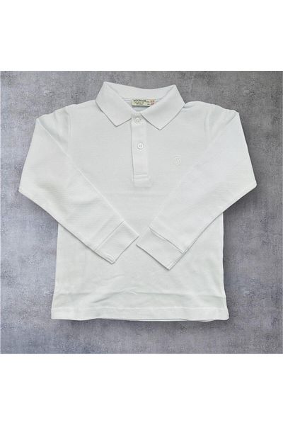 Woorage White Selindrella Kids Polo Neck Long Sleeve School T-Shirt
