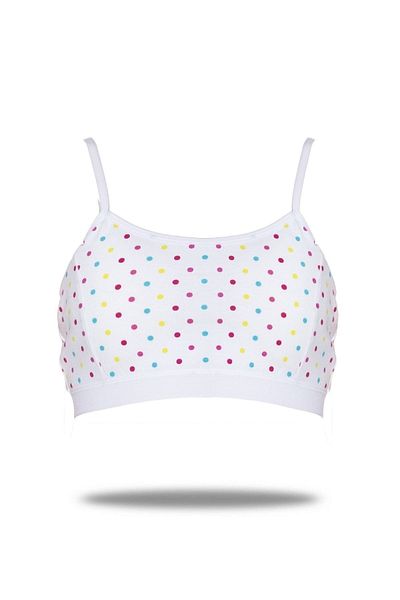 FSM1453 Girl's Cotton Rope Strap Athlete Lycra Half White Undershirt-7002