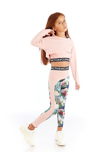 Colorinas Κέντημα Κεντημένο Crop Μακρυμάνικο Κοριτσίστικο Χτενισμένο Βαμβακερό Φούτερ