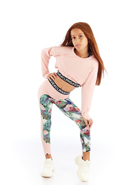 Colorinas Κέντημα Κεντημένο Crop Μακρυμάνικο Κοριτσίστικο Χτενισμένο Βαμβακερό Φούτερ