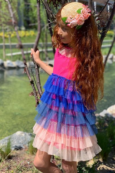Colorinas Rochie tutu pentru fetiță, fără mâneci, cu volane