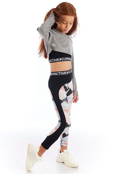 Colorinas Leggings sport pentru fete Modern Romance cu modele geometrice
