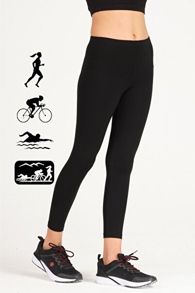 FSM1453 Girl Child Athlete Ankle Length Slim Fit Lycra Black Tights -8029