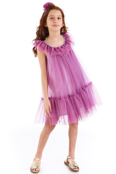 Colorinas Φόρεμα για κορίτσια για πάρτι April με γυαλιστερό γιακά και φούστα