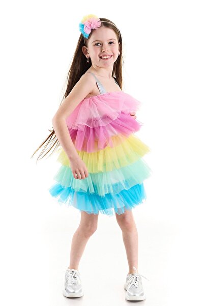 Colorinas Φόρεμα πάρτι Rainbow Shiny Girl's Strappy Tutu
