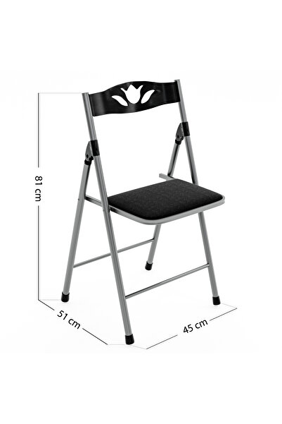 eportatif Katlanır Mutfak Sandalyesi Koltuk Sandalye Siyah 1047