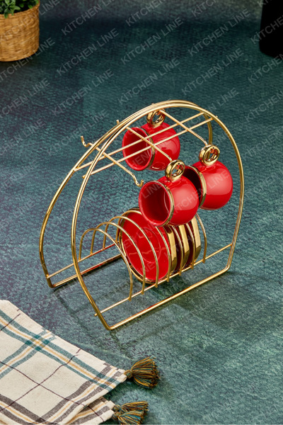 Kitchen Line Gold Color Cup Holder Gold Cup Stand 6-Piece Presentation Gold Cup Stand