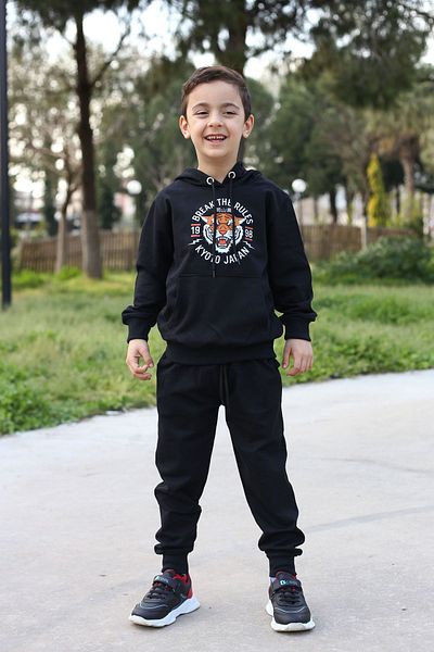 SİNSER TEKS Unisex Παιδική αθλητική φόρμα - με κουκούλα, τσέπες καγκουρό και εποχική