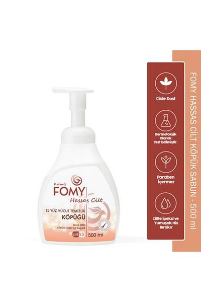 Fomy 500 Ml Creamy Foam Soap - Intensive Moisturizing and Purifying for Sensitive and Hard Skin