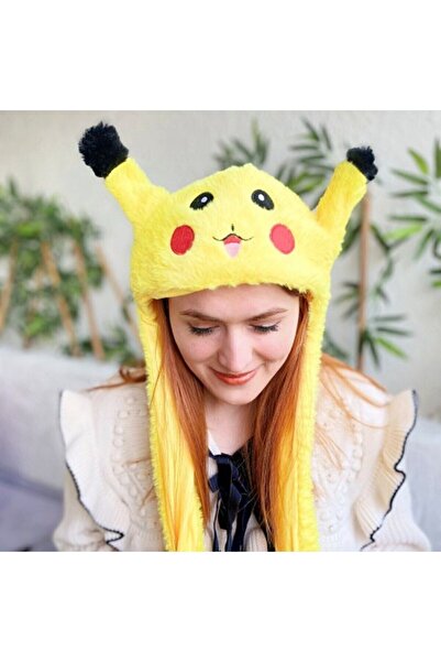 bisepetim Pikachu Hareketli Kulaklı Sevimli Oyuncak Tavşan Şapkası