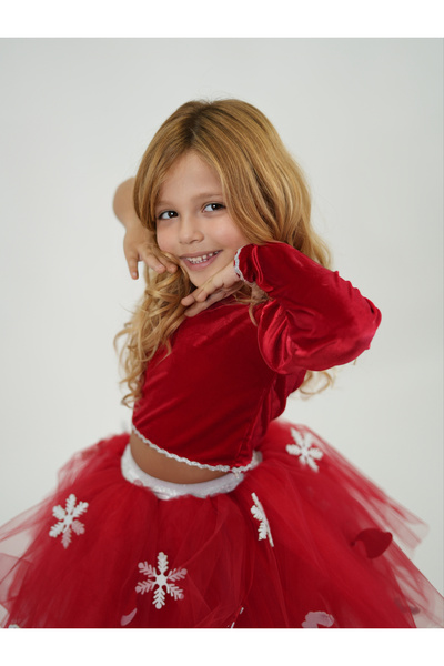 Pano Kids Patiska Nostalji Noel - Yılbaşı Eteği Ve Crop Üst