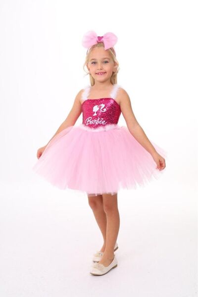 Pano Kids Patiska Nostalji Strappy Fuchsia Barbie Dress