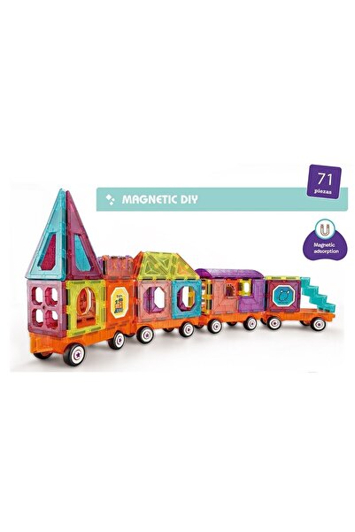 PLAYTHINGWORLD Magnetic Diy Tren 71 Parça Oyun Seti