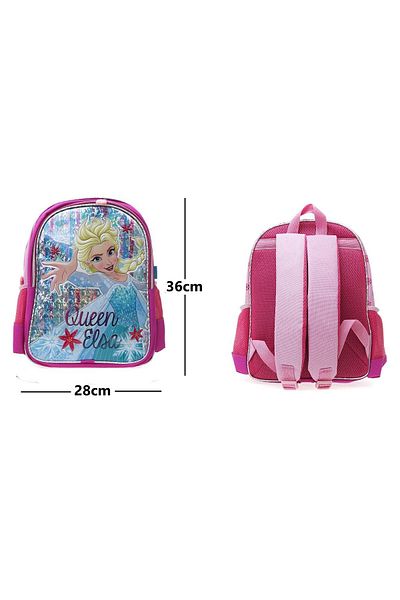 Frozen Elsa Licensed First School Bag + Lunch Box + Water Bottle (3-Piece School Set)