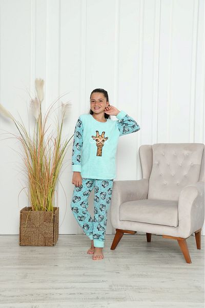 sharin Children's Patterned Winter Welsoft Fleece Pajamas Set 5C-7003