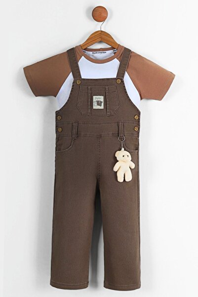 Pollito ADjuStable ButtoneD Teddy Toy anD SulfiDe Salopette T-Shirt for BoyS Set of 2