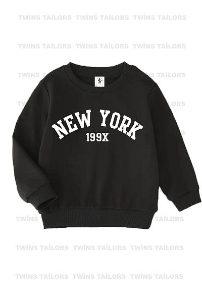 twins tailors Унисекс комплект от 3 детски суитшърта с щампа New York - тъмносин, черен, сив