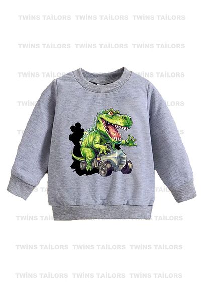 twins tailors Pachet de 3 hanorace unisex pentru copii - imprimeu cu urs din desene animate, decolteu, Saks albastru-marin-gri