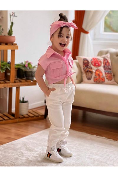 meqlife Bandana Crop Roz - Cadou Cămașă Fată, Legată