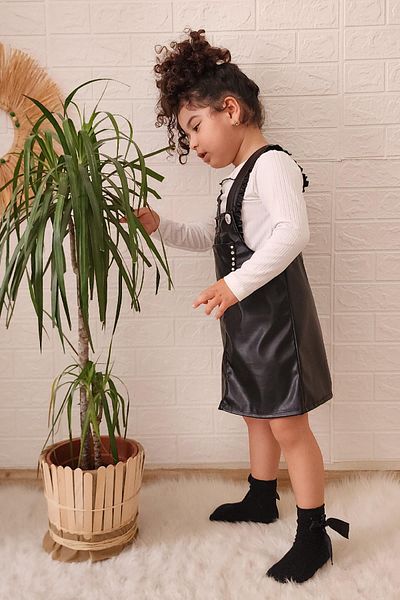 meqlife طقم بوستير جلدي باللون الأبيض لعمر 3-8 سنوات