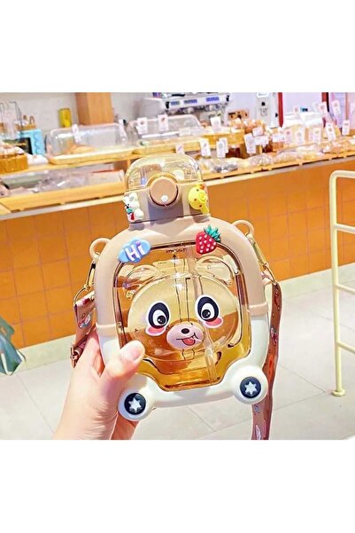 Genel Markalar Kahve Motivasyonel Ayıcık Su Matarası Çocuk Suluk 1000 Ml Sticker