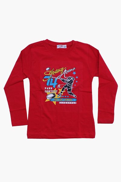 YA KO KİDS Strong Arena Printed Boys' Round Neck Double Pocket Bottom-Top Red Suit