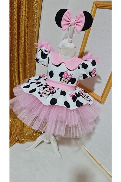 NA ADDESIGN Girl's Mickey Mouse Pink Tulle Fluffy Dress