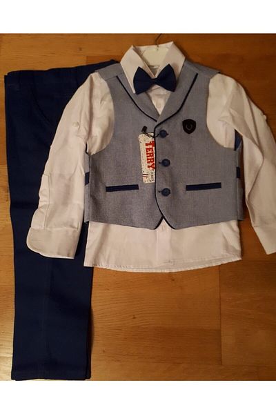 Terry Boy's Light Blue Vest Tuxedo Suit