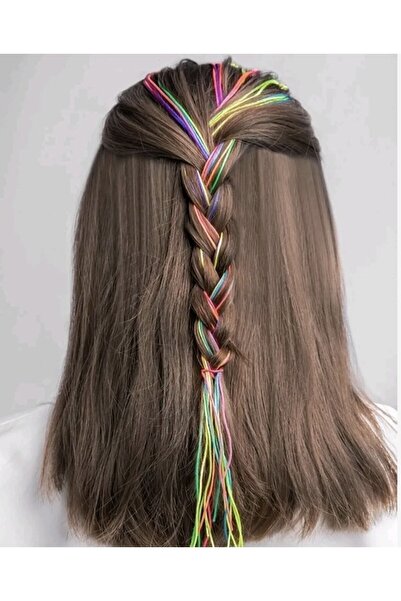 Green 8 Adet Renkli Ebruli Saç Örgü ipi (100cm)